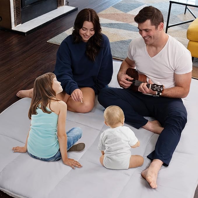 DoCred Twin Size Japanese Futon Floor Mattress, Extra Thick Futon Mattress, Foldable Japanese Floor Mattress for Adults, Breathable Memory Foam Sleeping Pad, Roll Up Mattress Tatami Mat for Guest Room