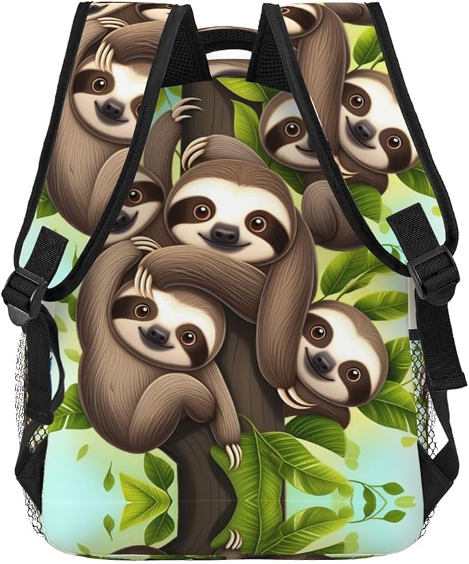 Lightweight Rucksack for Sports Travel Running, Big Capacity Multipurpose Anti-Theft Bookbag, The Happy Time Of The Sloth Family Art Travel and Sport Backpack Rucksack
