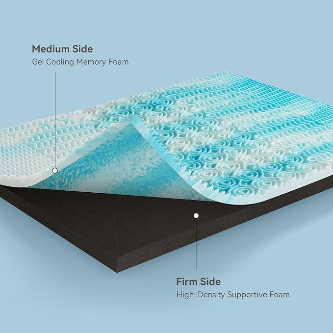Firm Mattress Topper Twin Size 3 Inch, Pain Relieving Foam Bed Topper for Extra Support, 5-Zone Memory Foam&High-Density Foam Mattress Pad, CertiPUR-US Certified