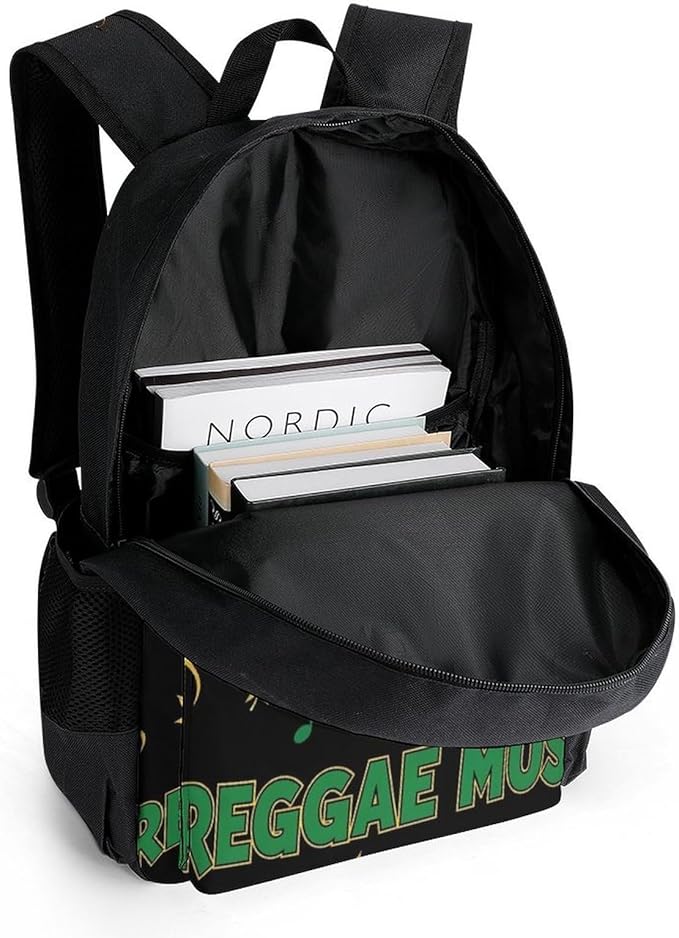 Men Women Lightweight Rasta Flag Weedleaf Leaf Reggae Music Casual Daypack Big Capacity Bookbag With Padded Straps for Gym Travel Walking Cycling