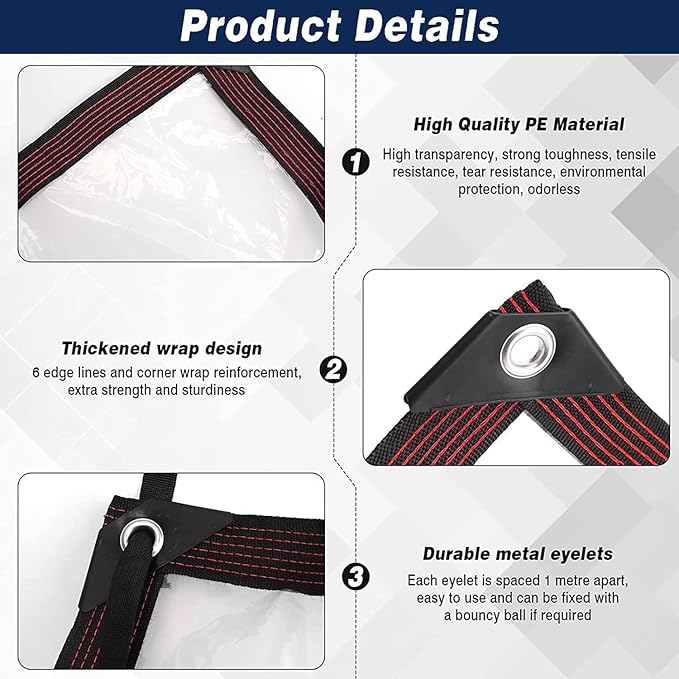 Clear Tarps Waterproof 6X6 with Grommets Clear Vinyl Tarp Heavy Duty Outdoor Clear Plastic Tarp Clear PVC Covering for Patio Henhouse Porch Canopy Plant Camping