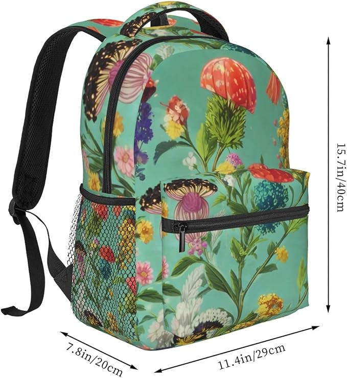 Backpack Multipurpose Anti-Theft Large Capacity Bookbag, Cartoon Under Sea Ocean Jellyfish Flowers Art Travel Hiking Daypack With Side Pockets