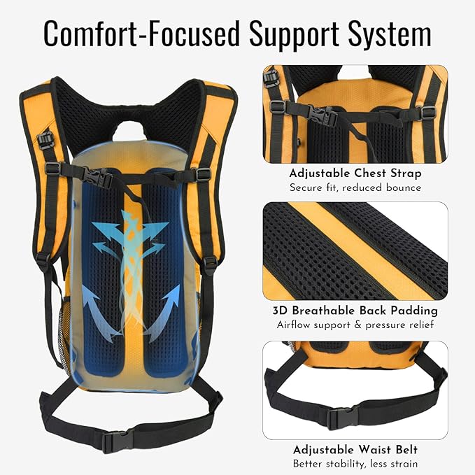 20L Hydration Backpack with 3L Water Bladder Water Backpack for Hiking Hydration Pack Insulated Daypack for Commuting Black