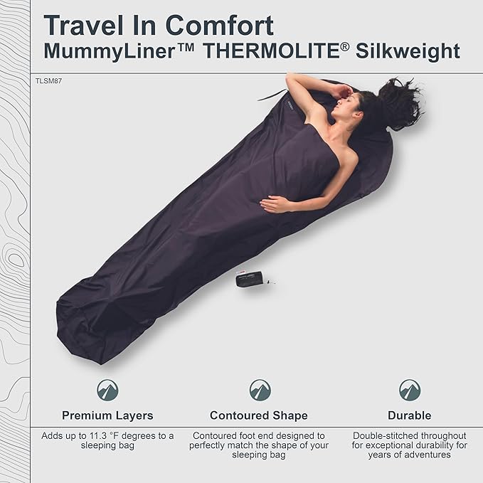 COCOON - Premium - MummyLiner - Thermolite Silkweight - Volcano Grey - Regular
