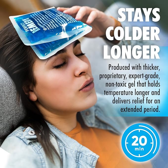 Perfect Remedy Gel Ice Pack - Hot & Cold Compress, Reusable Injury Ice Pack for Knee, Shoulder, Back, Neck, Hip, Ankle, Wrist, Foot Pain Relief & Injury Recovery Soft Gel for Muscle Strain (Blue, Reg)