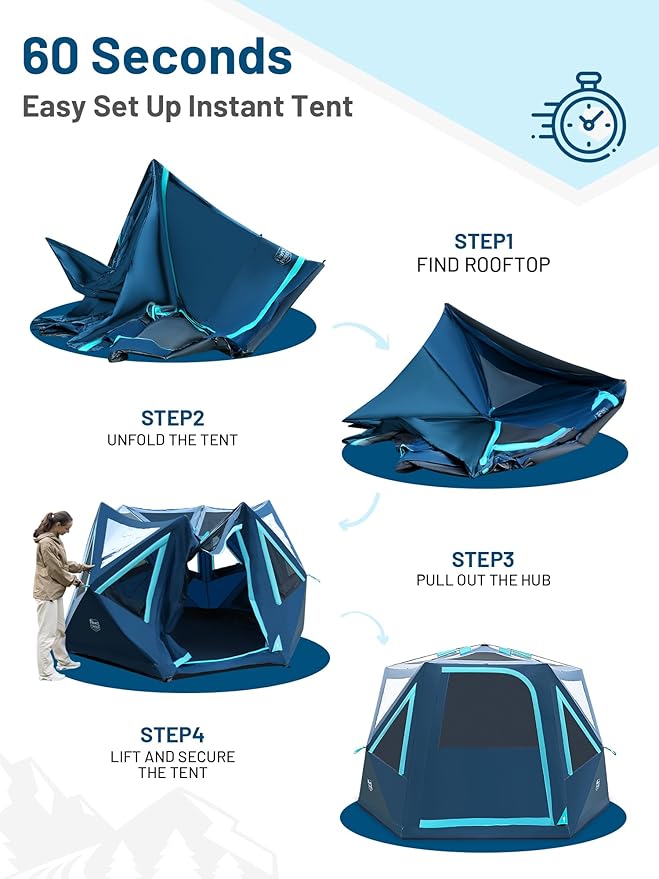 TIMBER RIDGE 4/6/8 Person Instant Pop Up Cabin Tent, Easy 60 Second Setup, Weather Resistant Camping Family Hub Tent with Rain Fly and Carry Bag for Outdoor Camping & Overlanding
