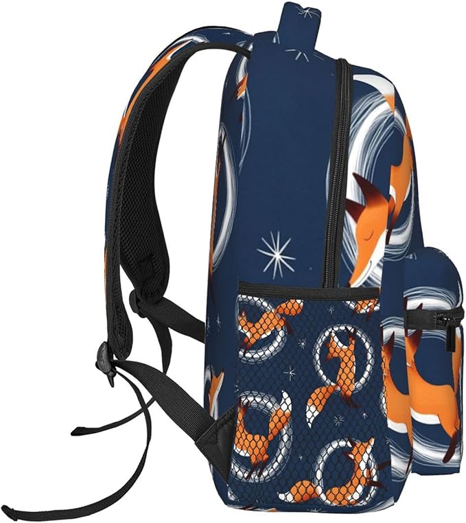 Polyester Daypack Backpack for Sports Travel Running, Big Capacity Anti-Theft Multipurpose Carry On Bag, Cute Little Foxes Pattern Laptop Book Bag Rucksack