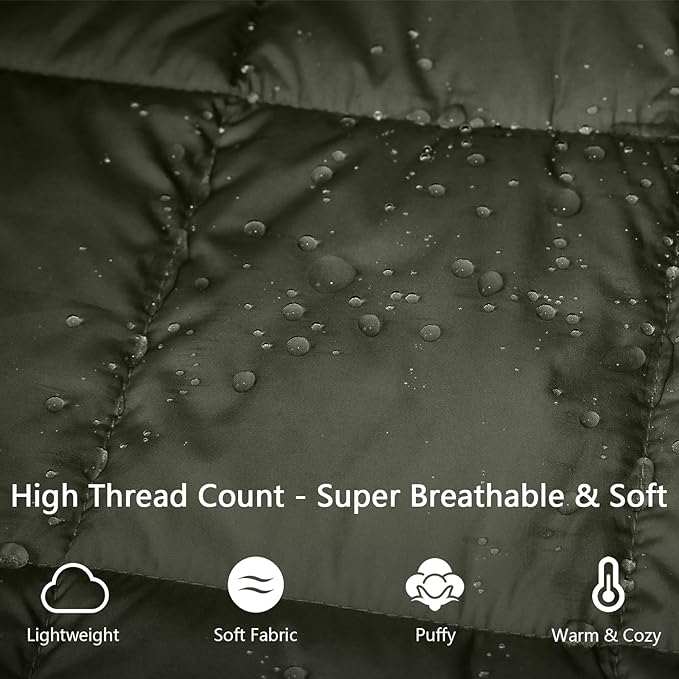 Camping Blanket,Lightweight Puffy Blanket Packable Down Alternative Throw Blanket Waterproof Windproof for Outdoors, Travel, Beach, Airplane, Hiking