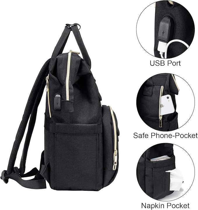LOVEVOOK Nurse Backpack Laptop Backpack for Women with Stethoscope Case & USB Charging Port Anti Theft Travel Backpacks Doctor Bag Fits 15.6 Inch Laptop and Notebook, Black