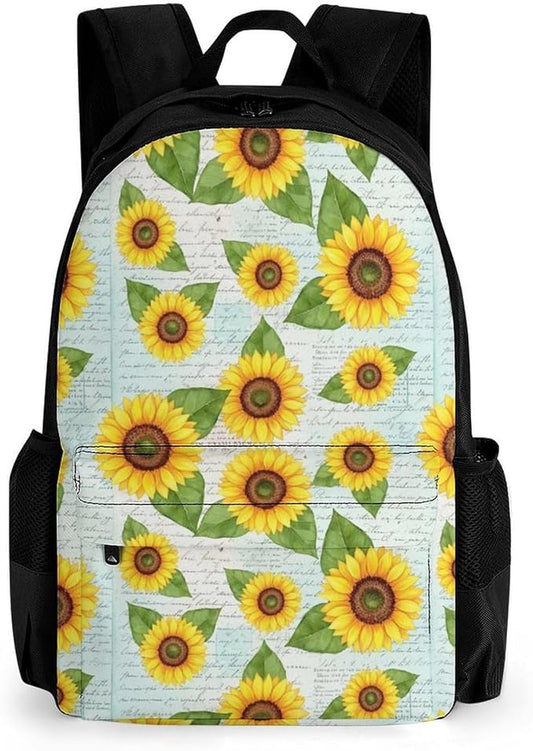 Rucksack Multipurpose Anti-Theft Big Capacity Shoulder Bag, Vintage Sunflower Travel Hiking Camping Rucksack With Side Pockets
