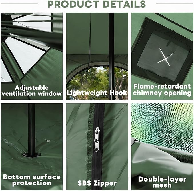 ShinHye 16.4ft Bell Tent for Glamping & Camping – Waterproof Canvas with Stove Jack, Removable Floor & 8 Mesh Windows (Fits 6-8 People)