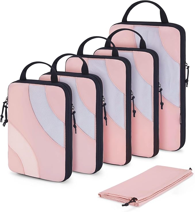 BAGSMART Compression Packing Cubes, 6 Set/4 Set/2 Set Travel Packing Cubes for Carry on Suitcases, Compression Suitcase Organizers Bag Set & Travel Cubes for Luggage, Lightweight Packing Organizers