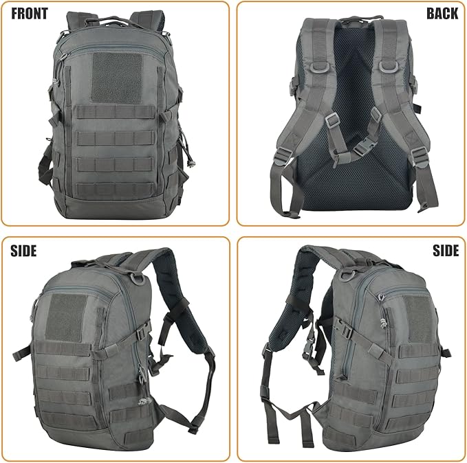 Small Tactical Backpack 12L Molle Bag Rucksack Army Daypack Military Daypack for Outdoor,Hiking (Grey)