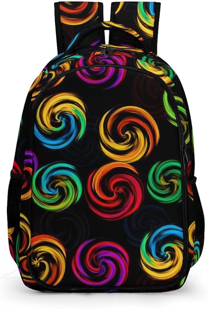 Water Resistant College Bookbag Tie Dye Colorful Rose Black, Sturdy Laptop Backpack with Water Bottle Pockets for Men Women Travel Work