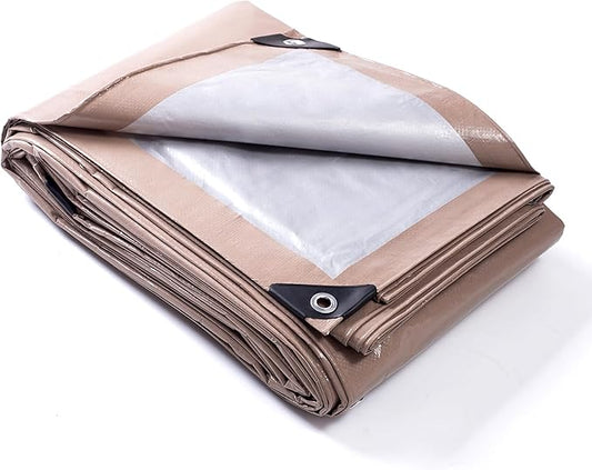 GUARD SHIELD Tarp 16x20 Feet Waterproof Tan/Silver Tarps 8Mil Multi Purpose UV Resistant Cover for Outdoor,Camping,Tent,Boats
