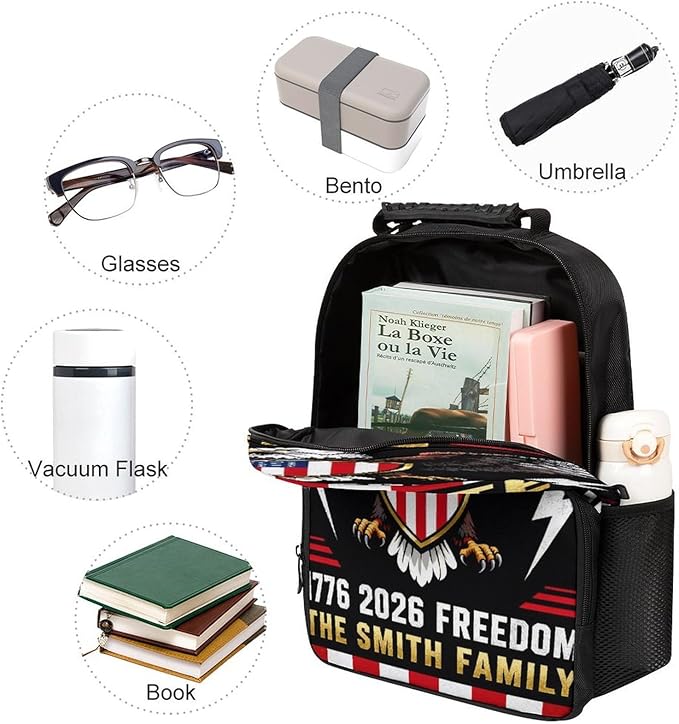 Daypack Anti-Theft Multipurpose Large Capacity Shoulder Bag, America 250th Anniversary USA Patriotic Freedom Art Travel Hiking Camping Rucksack With Smooth Zippers