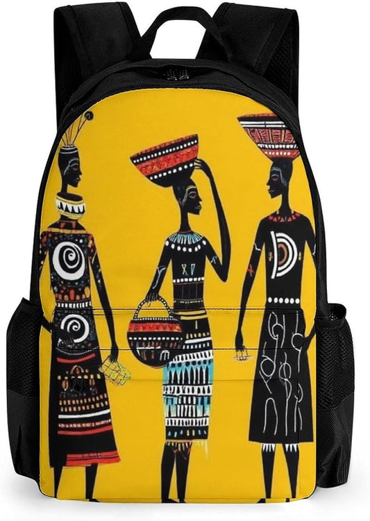 Lightweight Rucksacks for Climbing Outdoors Walking Cycling, Large Capacity Anti-Theft Multipurpose Carry On Bag, Traditional African Women Art Camping Outdoor Backpack