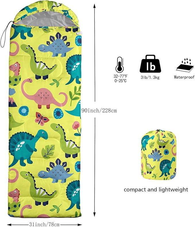 Sleeping Bags for Adults and Kids Backpacking Camping Sleeping Bags for Girls and Boys Lightweight Waterproof Cold/Warm Sleeping Bag for Season Camping Essentials Outdoor Travel with Compression Bags