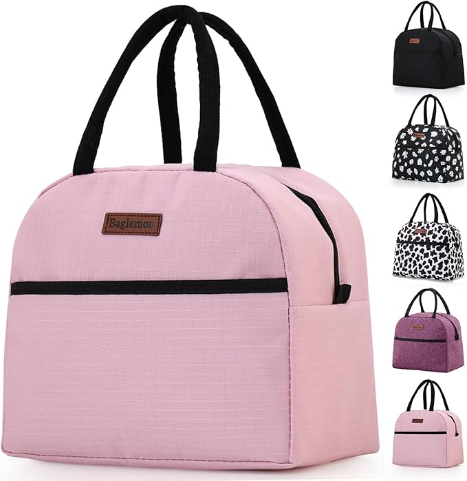Insulated Lunch Bag for Women Men, Lunch Containers Reusable High Capacity Lunch Tote Bags for Work Picnic (Pink)