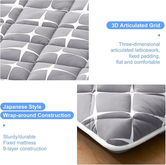 Premium Foam Japanese Floor Mattress,100% High Density Comfortable Foam, Thicken Tatami Mat Sleeping Pad,Foldable & Portable Kids Adults Sleeping Mats for Guest Room, Dormitory,Full (80" X 54")