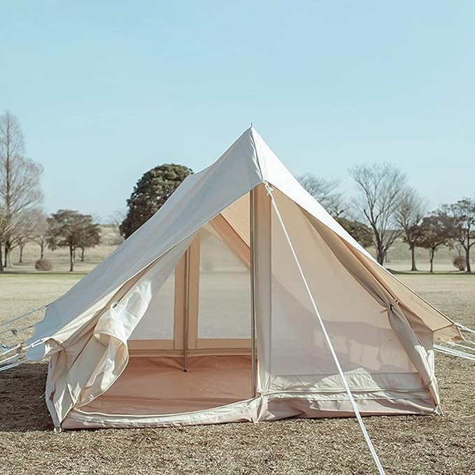 GeRRiT Outdoor Camping Tent, 4 Season Canvas Yurt Tent, Easy Set Up for Camp Backpacking Hiking Outdoor, Cotton Bell Tent for Winter Camping Hello