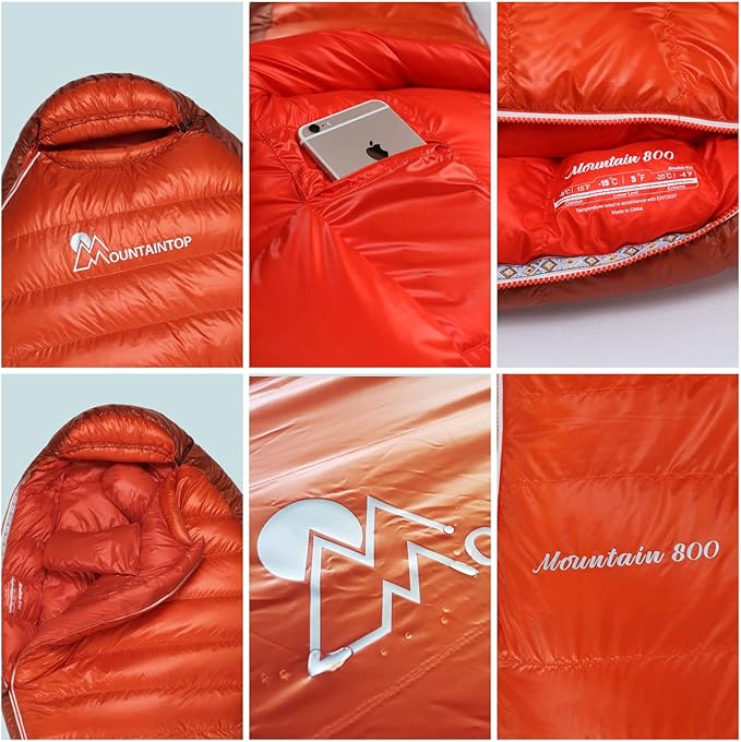 Mountaintop Down Sleeping Bag, 15F 650 Fill Power - Ultralight Compact Portable Hiking Camping Sleeping Bag with Compression Sack for Adults, Teens