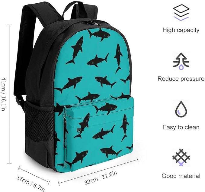 Sporty Travel Hiking Rucksack Gym Outdoor Bag Shark Daypack Backpack Men Women