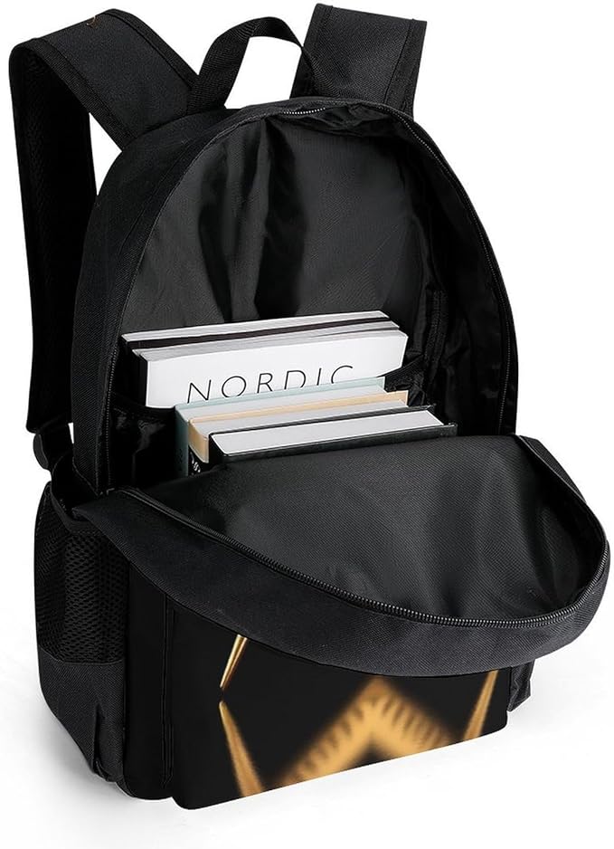 Polyester Daypack Backpack for Sports Travel Running, Big Capacity Anti-Theft Multipurpose Carry On Bag, Gold Freemason Freemasonry Masonic Laptop Book Bag Rucksack