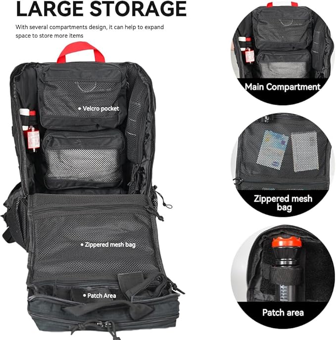 25L Hiking Backpack for Men & Women,Breathable Waterproof Backpack, Lightweight Camping Backpack with MOLLE System-Black,Suitable for mountain climbing and outdoor hiking