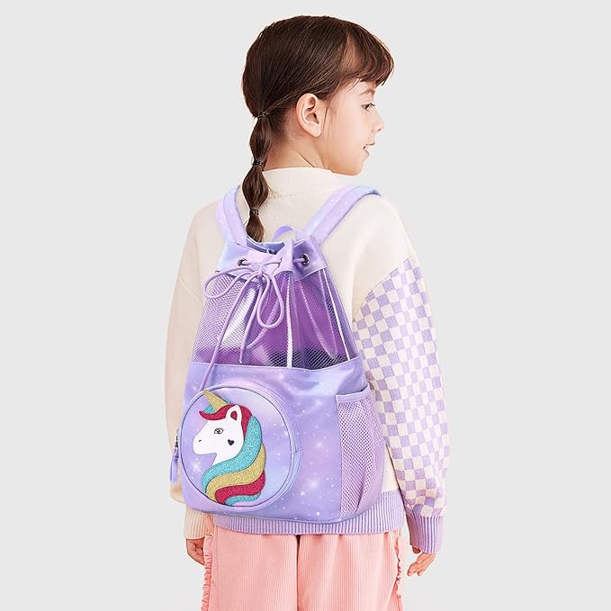 mygreen Drawstring Backpack Gym Cinch Bag for Swim Beach Sports Waterproof for Kids | for Swim, Beach, Sports