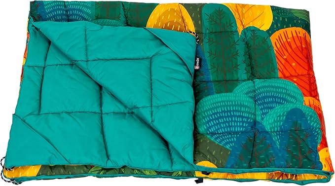 Versatile Packable Outdoor Camping Blanket, Puffy Blanket, Primaloft® Insulation, Warm, Durable, Lightweight, Waterproof, Oversize, Beach, Stadium, and More! 55"x80" (Tony Grove)