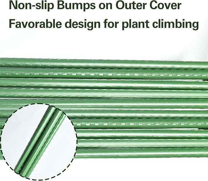 Plant Stakes 24 inch, 2ft Steel Garden Stakes 30 Pack, Sturdy Plant Support for Climbing Plants, Tomatoes, Beans, Cucumbers, Peppers, Flowers, Potted, Strengthen and Stem to Grow Better