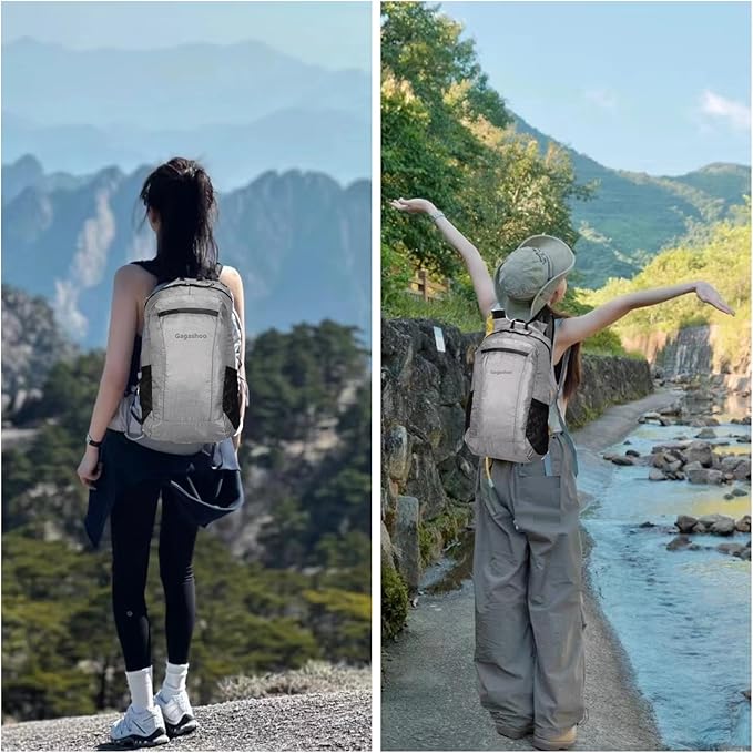 Small Foldable Hiking Daypack Packble Skin Casual Backpack Camping Cycling Travel Outdoor Day Bags Useful (Gray)