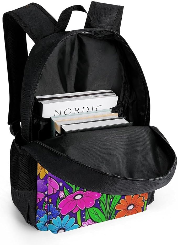 Supdreamc Rucksacks Lightweight Multipurpose Anti-Theft Trippy Psychedelic Magic Eye Flower Art Shoulder Bag Large Capacity Business Computer Bag With Smooth Zippers