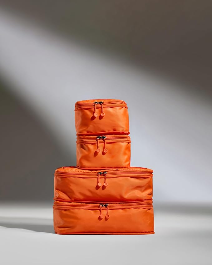 ANTLER - Compression Packing Cubes for Travel, Luggage Organiser for Suitcases or Bags, Travel Accessories, Set of 4, Coral