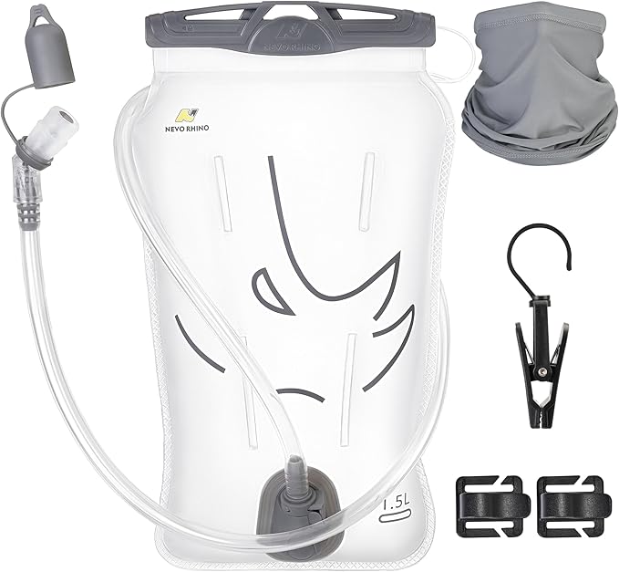 N NEVO RHINO Water Bladder 1.5L-2 Liter, BPA -Free Hydration Bladder for Hiking Backpack Running Vest, Leak - Proof Water Reservoir Storage Bag for Camping & Outdoor Adventures