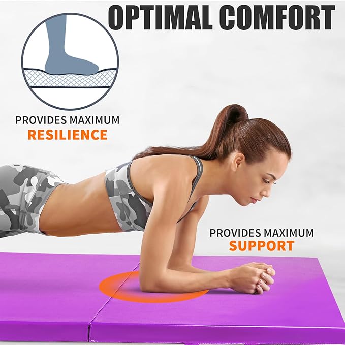 RitFit Upgraded Folding Exercise Mat, 2 Inch Thick Gymnastics Mat 3’x6’,4’x8’,4x10’,2'x8' with Carrying Handles for Yoga, MMA, Stretching, Core Workouts and Home Gym Protective Flooring