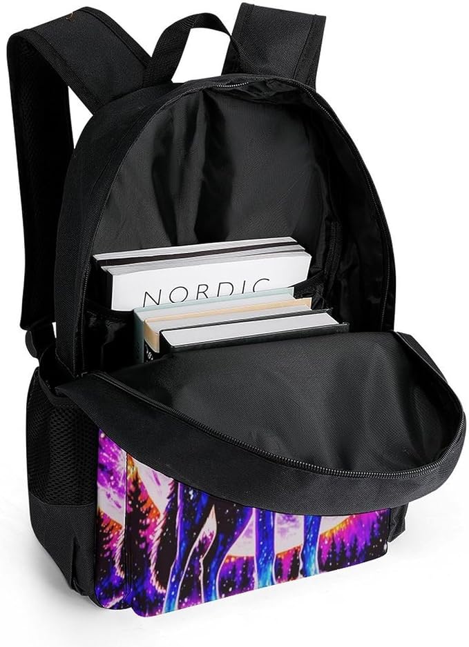 Supdreamc Adults Lightweight Trippy Wolf Space Galaxy Art Shoulder Book Bags Big Capacity Shoulder Bag With Adjustable Shoulder Straps for Trekking Work Walking Cycling