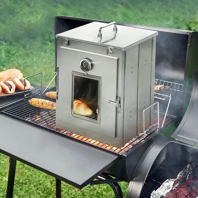 REDCAMP 16" H Foldable Camping Oven with Storage Handbag,Stainless Steel Portable Camping Stove for Baking Cinnamon Rolls, Breads and Muffins with Wood Burning Fire,Propane Stoves,Campers,Baking BBQ