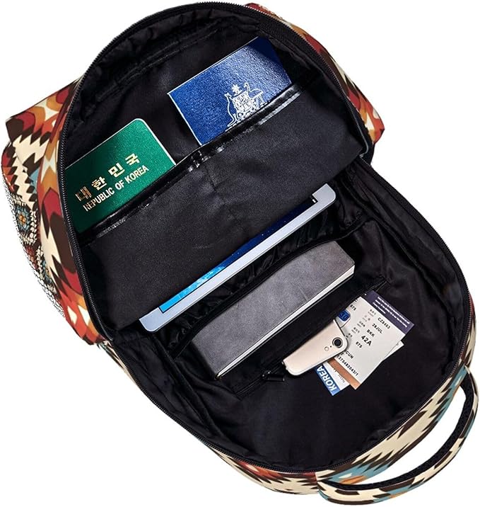 Rucksacks Multipurpose Anti-Theft Big Capacity Bookbag, American Native Pattern Travel Hiking Camping Rucksack With Padded Straps