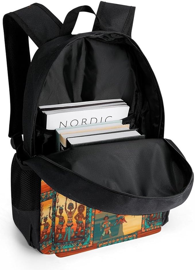 Men Women Polyester Southwest Native American Happy Dance Backpack Large Capacity Bookbag With Smooth Zippers for Climbing Picnic Bicycle