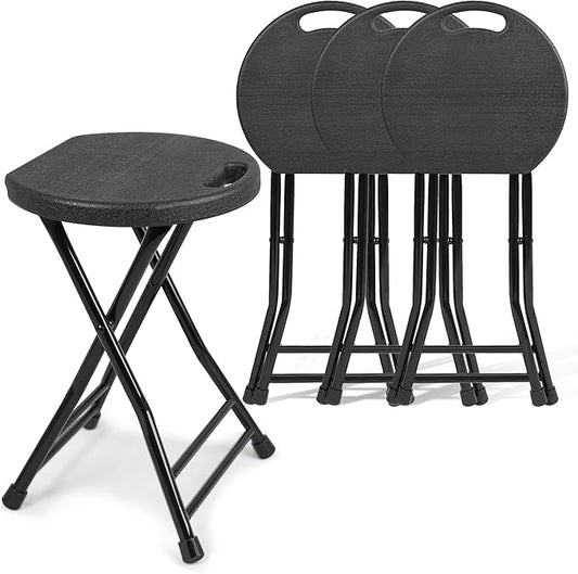 Folding Stool with Handle, Folding Chair,Folding Bar Stool with Non-Slip Feet,Indoor and Outdoor Foldable Stool for Adults(13"×11.5"×18")