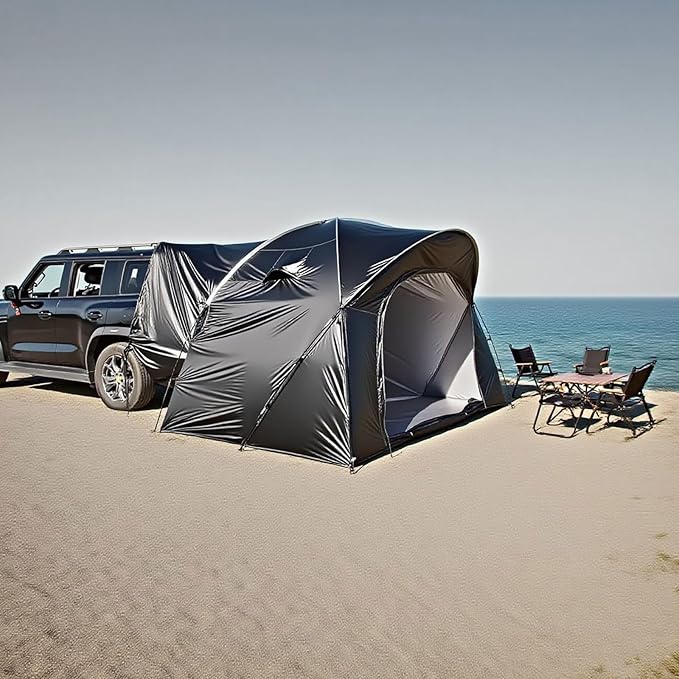 3-4 Person SUV Camping Tent, Arched Design Creates Extra Headroom, PU4000 Waterproof with Mesh Doors – Ideal for Family Camping& Festivals