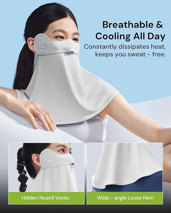 BENEUNDER UV Sun Protection Face Cover/Neck Gaiter Scarf UPF50+ Breathable Cooling for Summer Outdoor Activities Reusable