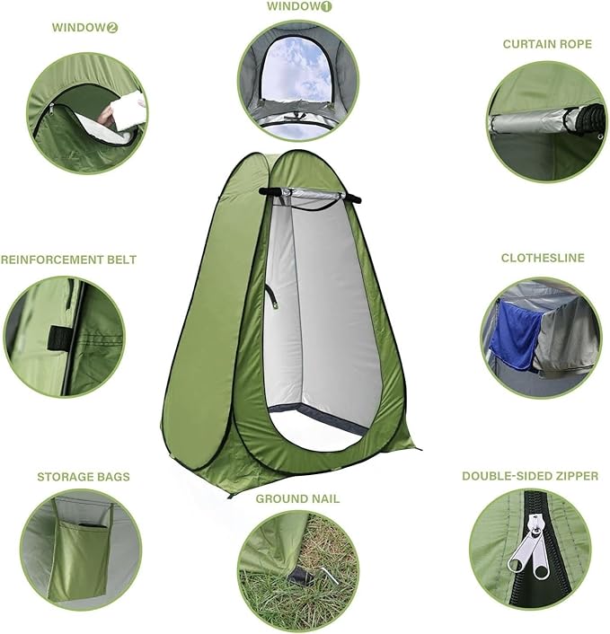 Portable Toilet with Pop Up Privacy Tent,XL Large Portable Toilet for Adults, Outdoor Camping Shower Tents Changing Room Emergency Folding Toilet Tent Kit with Carry Bag for Camping