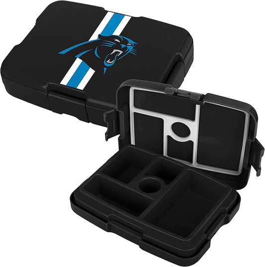 FOCO NFL Unisex-Adult Officially Licensed Team Color Stripe Primary Logo Football Leak Proof 5 Compartment Bento Lunch Box - Carolina Panthers