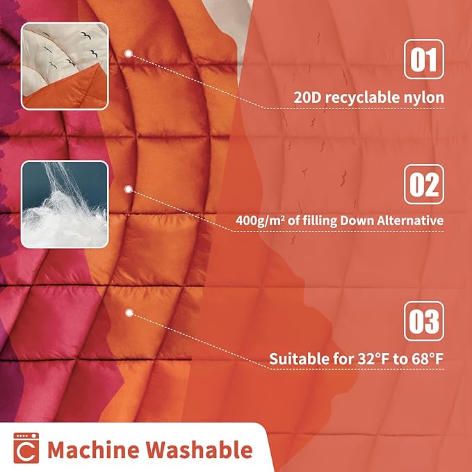 Camping Blanket,Lightweight Puffy Printed Camping Blanket Packable Outdoor Blanket for Camping,Traveling, Stadium, Hiking, Picnics