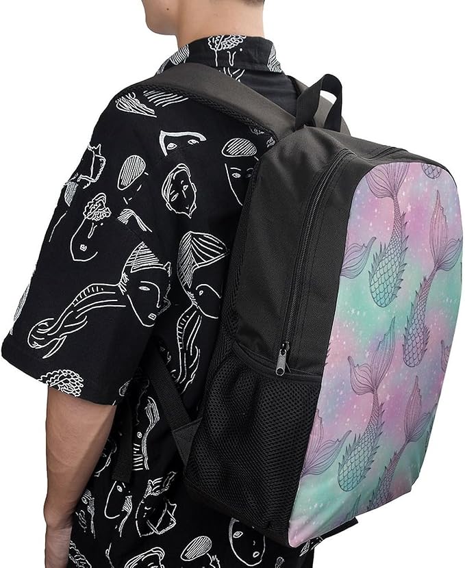 Stylish Outdoor Backpack Gym Bag with Large Capacity for College, Mermaid Tail College Bookbag