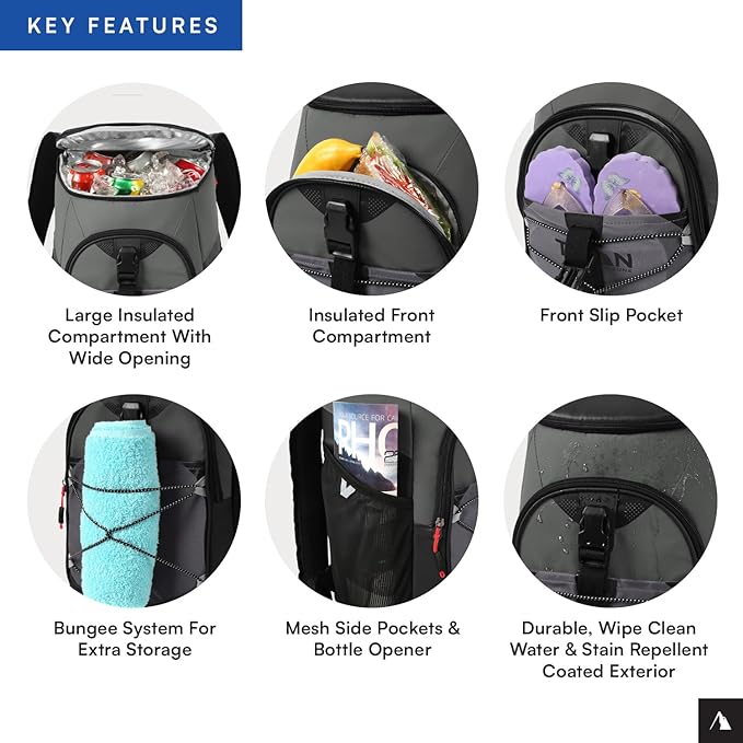 Titan by Arctic Zone Backpack Cooler, Insulated Soft Sided Bag with Leak Proof Lining and Padded Straps, for Lunch, Picnic, and Travel, 24 Can Capacity