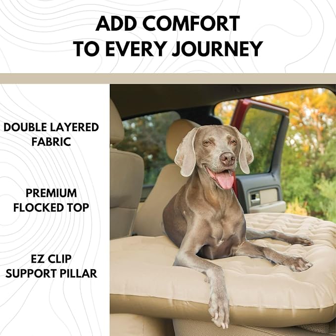 Backseat Bed for Truck - 60" Backseat Air Mattress for Truck, Vans & Large SUV Bed Mattress - Tan Rear Seat Air Mattress Includes Pump, Pillow & Storage Bag - 60" x 35.5"